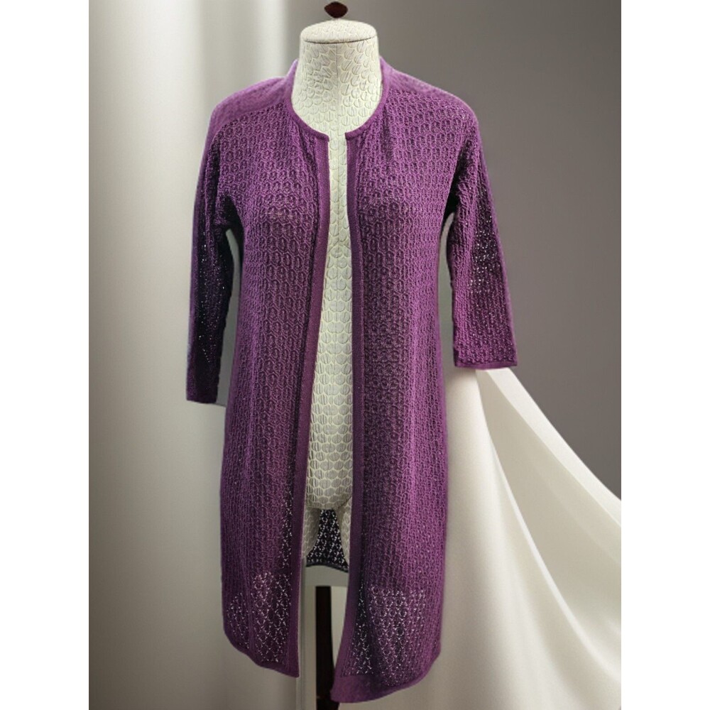J.Jill Women's Small‎ Tunic Length Open Front 3/4 Sleeve Cardigan Sweater EUC